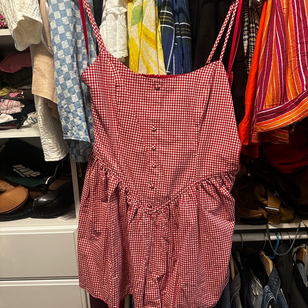 Stylish Red Gingham Romper